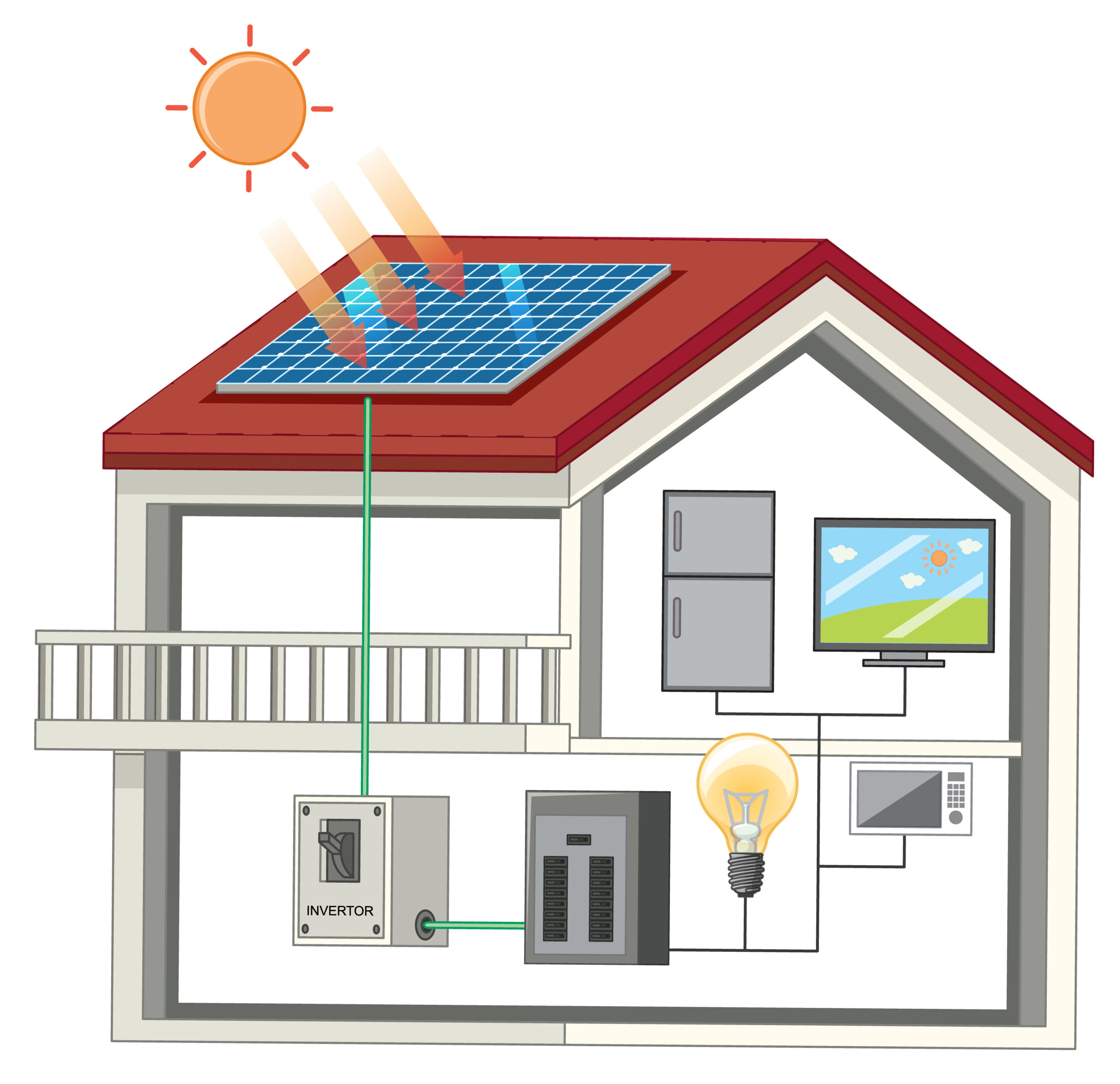 House with different electronic devices illustration